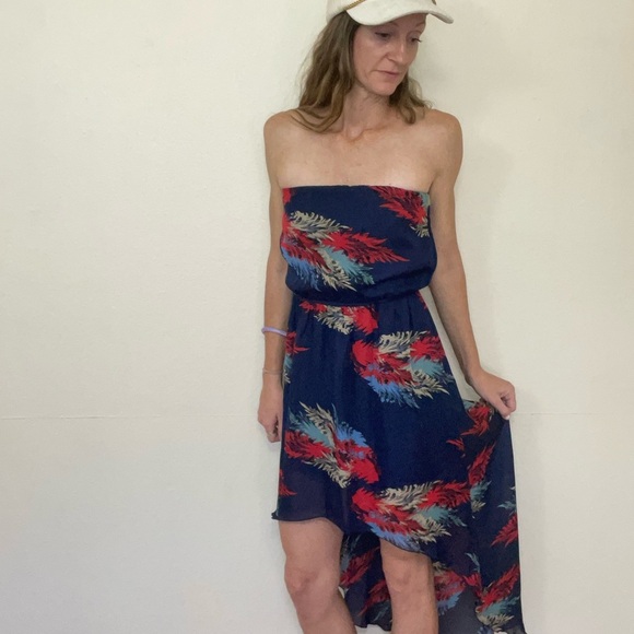 Wet Seal Strapless Dress in Navy and Red Feather - Picture 5 of 16